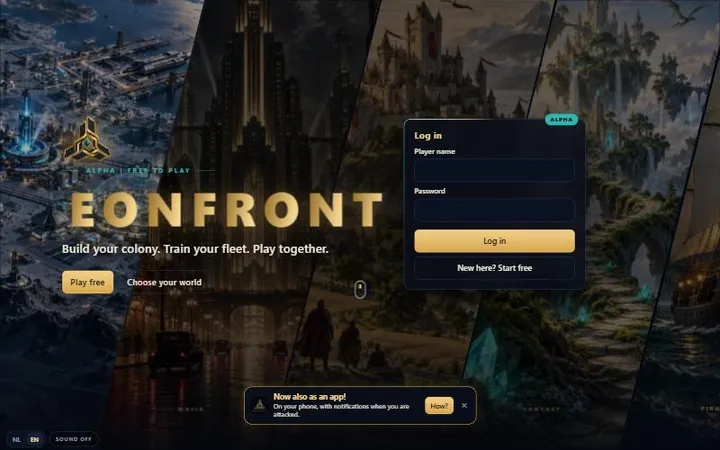Startscherm van Eonfront